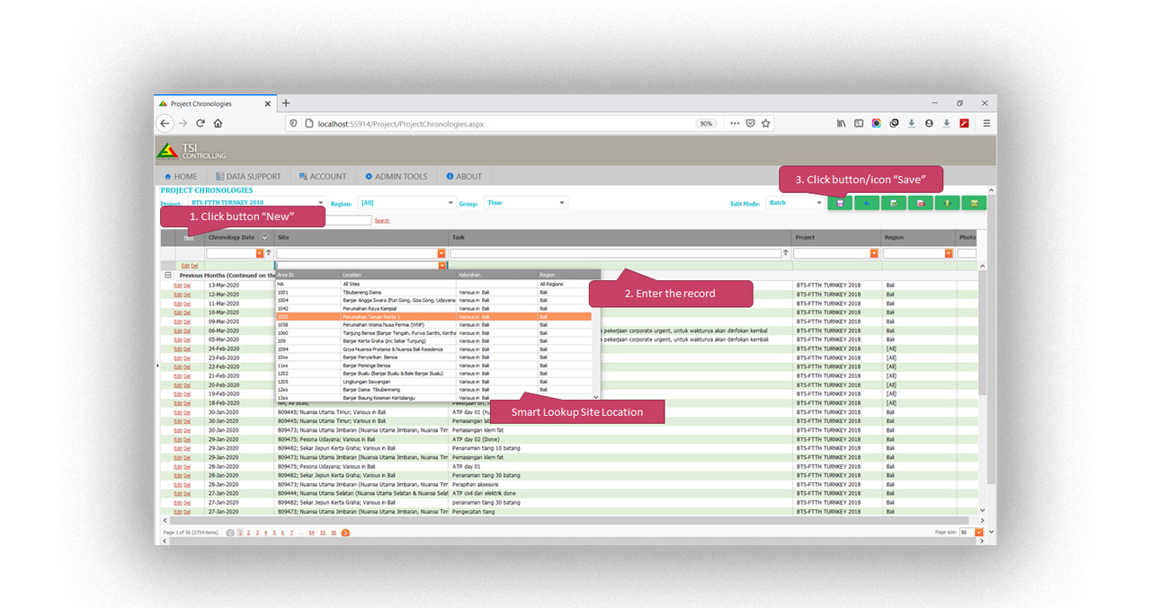 Project Controller Web App | Project Chronologies