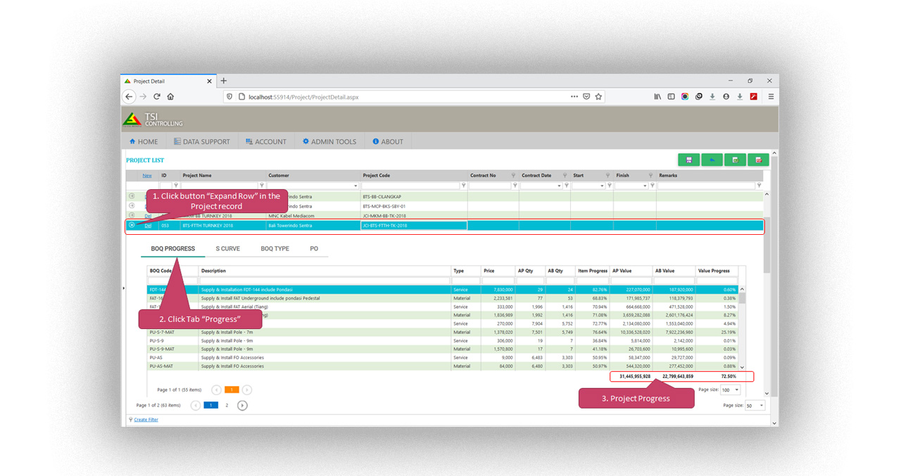 Project Controller Web App | Project Record