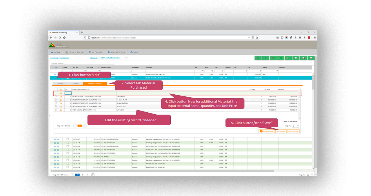Project Controller Web App | Purchase Order
